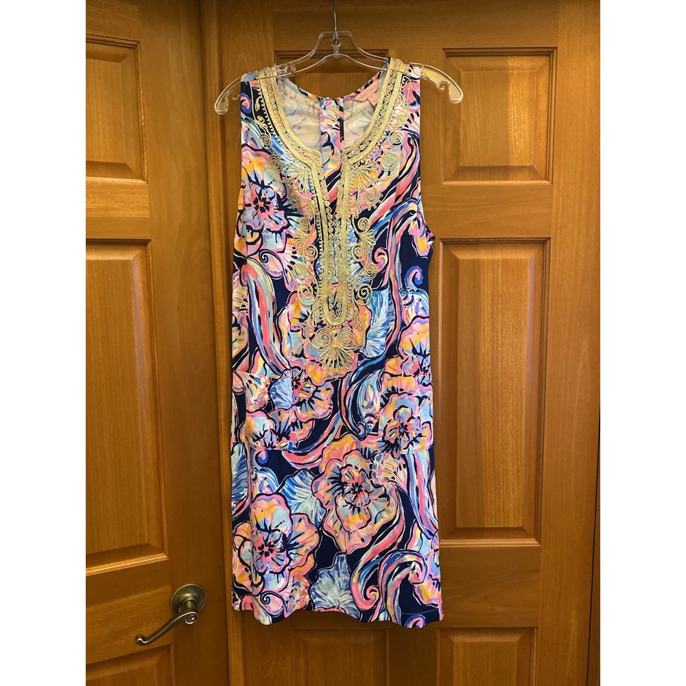 Lilly Pulitzer Carlotta Stretch Boho Bateau Floral Shift Dress Size 12 NWOT
